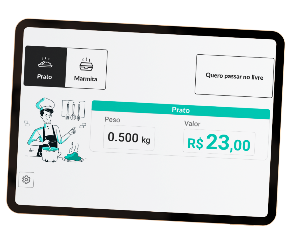 sistema integrado à balança em restaurantes